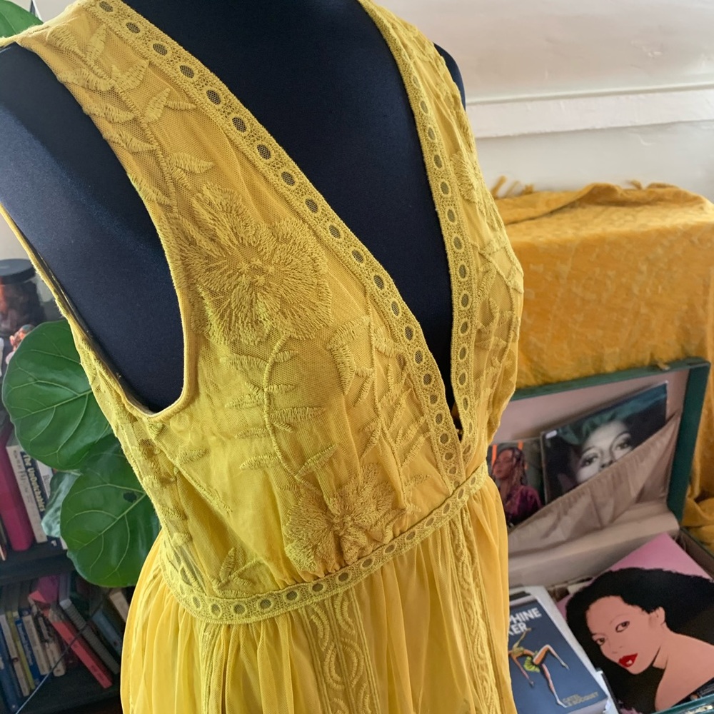 Beautiful embroidered Yellow Maxi